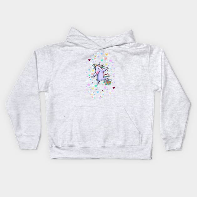 Funny unicorn dancing Kids Hoodie by Blacklinesw9